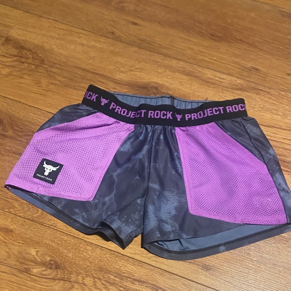 Under Armour Project Rock Purple and Black Athletic Shorts
